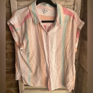 Splendid Stripe Button Shirt Medium Linen Blouse. Good used condition.